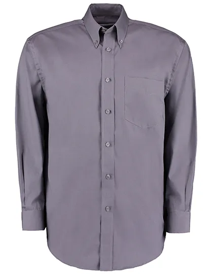 Kustom Kit Oxford Langarmhemd Classic Fit für Herren, Charcoal 44 (XL/17H), K105