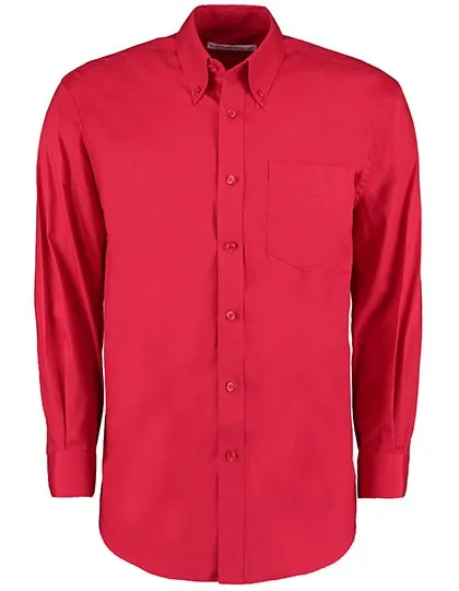 Kustom Kit Oxford Langarmhemd Classic Fit für Herren, Red 56(6XL/22), K105