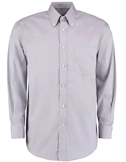 Kustom Kit Oxford Langarmhemd Classic Fit für Herren, Silver Grey (Solid) 58/59 (7XL/23), K105