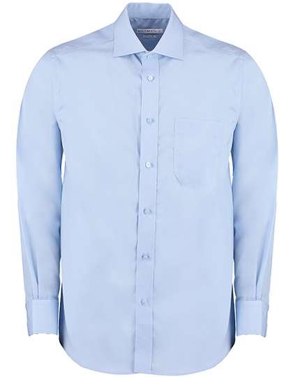 Kustom Kit Bügelfreies Herren Popeline-Hemd Langarm, Light Blue 37 (S/14H), K116