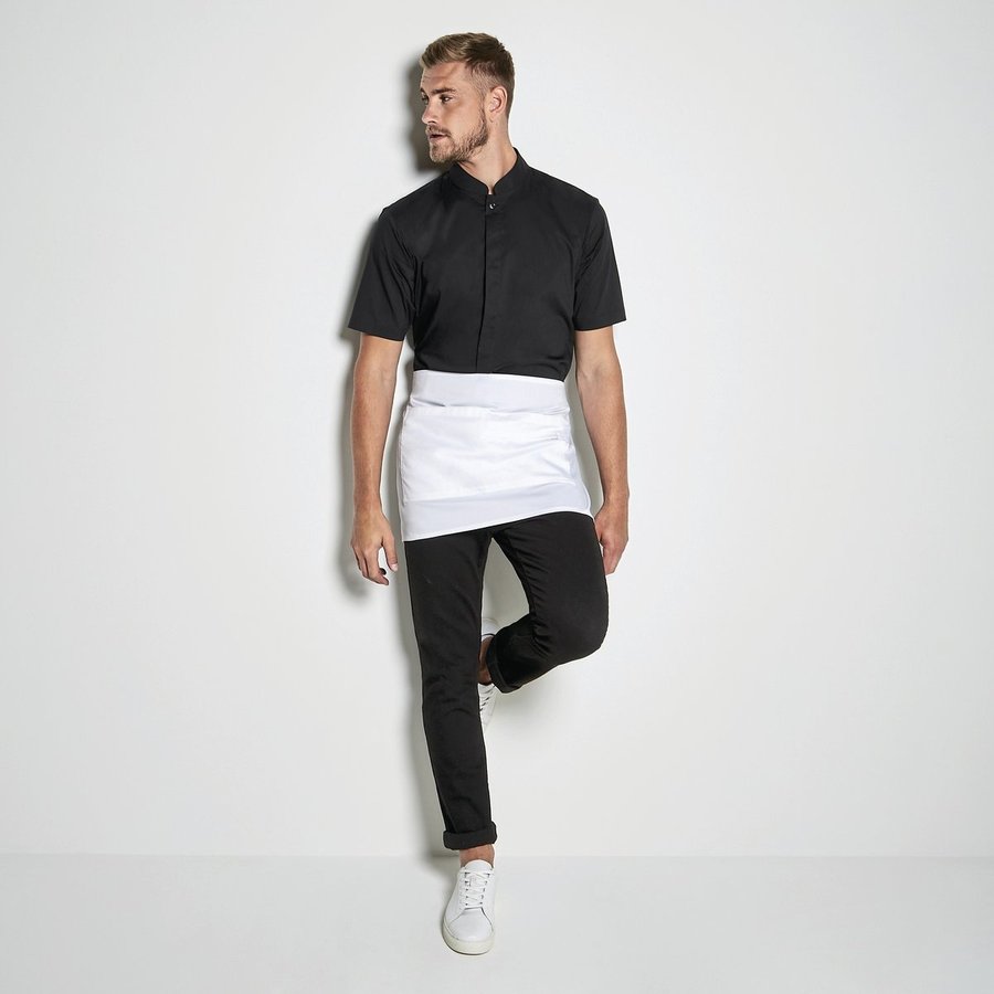 Bargear Camicia maniche corte tailored colletto alla coreana, Black 45/47 (XXL/18-18H), K122