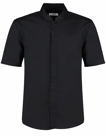 Bargear Maßgeschneidertes Kurzarmhemd mit Mandarin-Kragen, Black 45/47 (XXL/18-18H), K122
