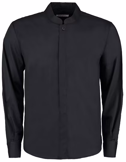 Bargear Chemise homme col mandarin noir stretch, Black 37 (S/14H), K123