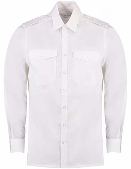Kustom Kit Pilot Shirt with Chest Pockets for Men, White 37 (S/14H), K134