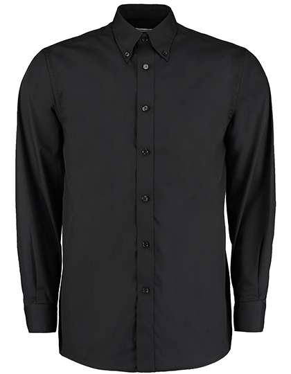 Kustom Kit Klassisches Langarm Business Hemd Baumwolle-Polyester, Black 37 (S/14H), K140