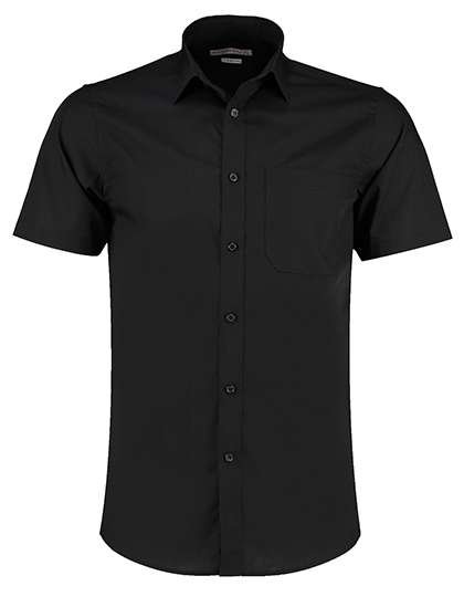 Kustom Kit Kurzarm Hemd Popeline Tailored Fit für Herren, Black 34/35 (13H), K141