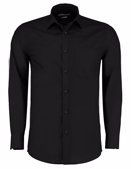 Kustom Kit Poplin Shirt with Shark Collar for Men, Black 34/35 (13H), K142