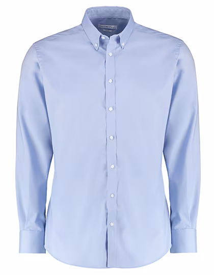 Kustom Kit Slim Fit Stretch Oxford Shirt Long Sleeve, Light Blue 34/35 (13H), K182