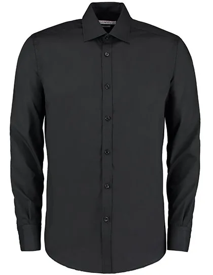Kustom Kit Slim Fit Business Shirt Schwarz-Weiß for Men, Black 36 (14), K192