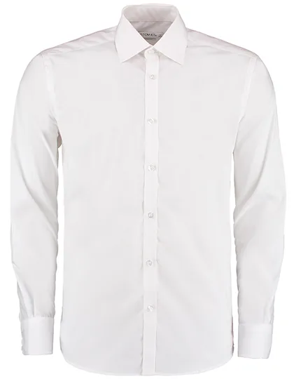 Kustom Kit Slim Fit Business Hemd Schwarz-Weiß für Herren, White 38 (15), K192