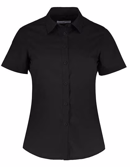 Kustom Kit Camicia in Popeline a Maniche Corte Tailored Fit da Donna, Black 32 (6), K241