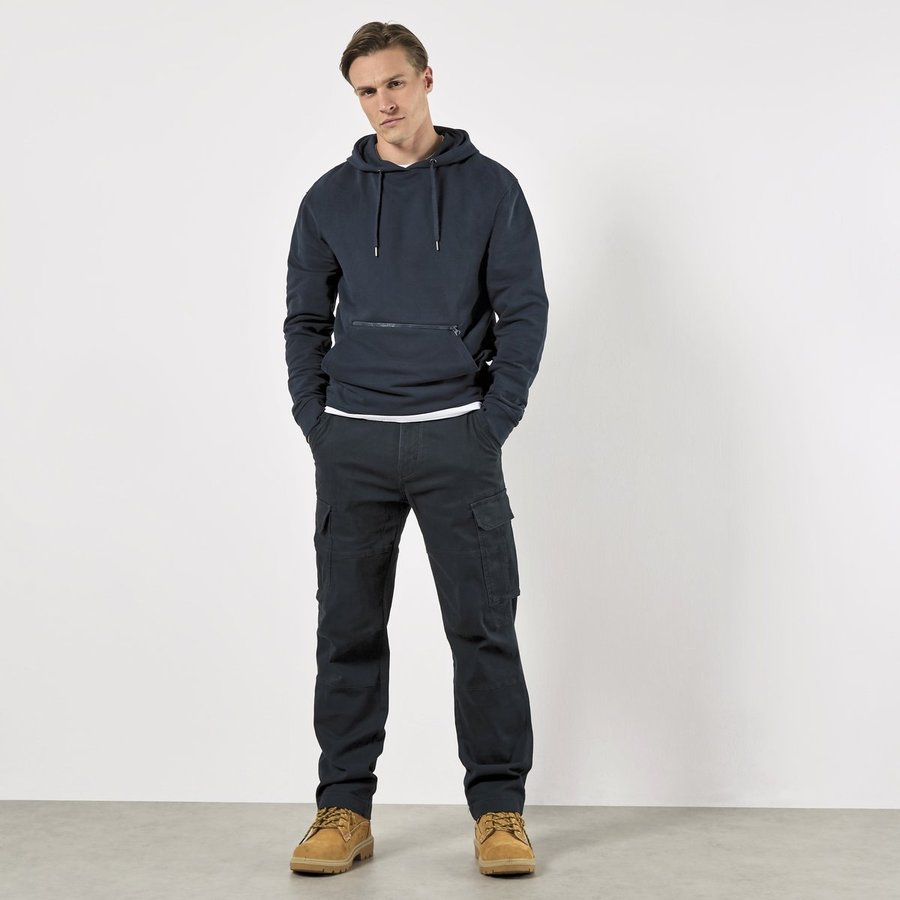 Felpa con cappuccio regular fit pique con tasca con zip