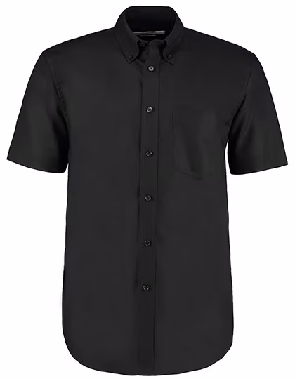 Kustom Kit Oxford Shirt Short Sleeve Cotton Blend for Men, Black 37 (S/14H), K350
