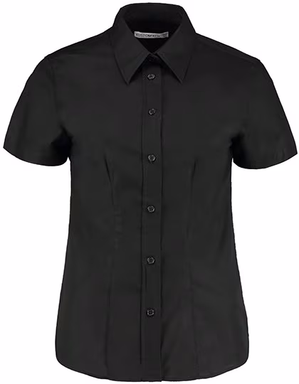 Kustom Kit Camicia Oxford a Maniche Corte Tailored Fit da Donna, Black 34 (XS/8), K360