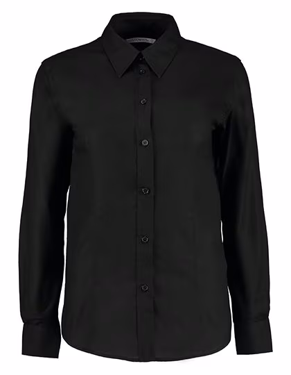 Kustom Kit Oxford Shirt Tailored Fit Long Sleeve for Women, Black 34 (XS/8), K361