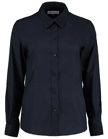 Kustom Kit Oxford Hemd Tailored Fit Langarm für Damen, French Navy 52 (6XL/26), K361