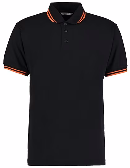 Kustom Kit Classic Fit Polo mit Tipped Collar, Black/Orange M, K409