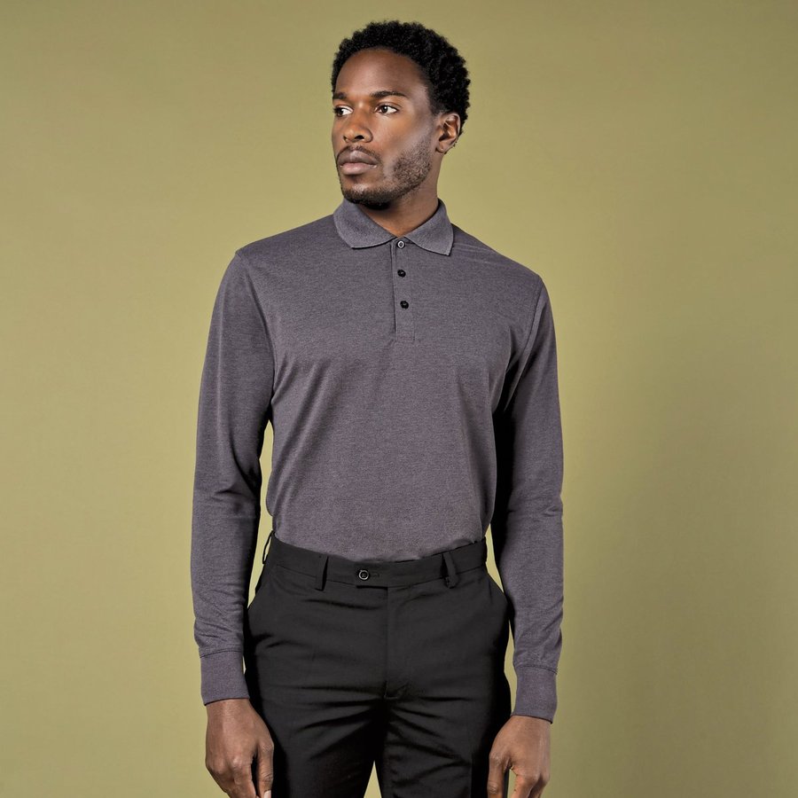 Kustom Kit Langarm Poloshirt Oeko-Tex 100 für Herren, Black S, K430