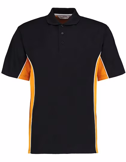 Kustom Kit Polo Track classique avec patte de boutonnage contrastée, Black/Gold XXS, K475