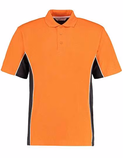 Kustom Kit Classic Track Polo with Contrast Button Placket, Orange/Graphite (Solid) XL, K475