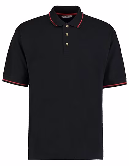 Kustom Kit Classic Polo with Cuff, Black/Bright Red XS, K606