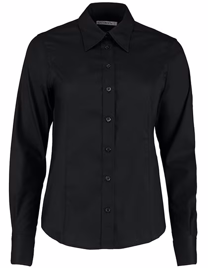 Kustom Kit Oxford Shirt Tailored Fit Long Sleeve for Women, Black 32 (XXS/6), K702
