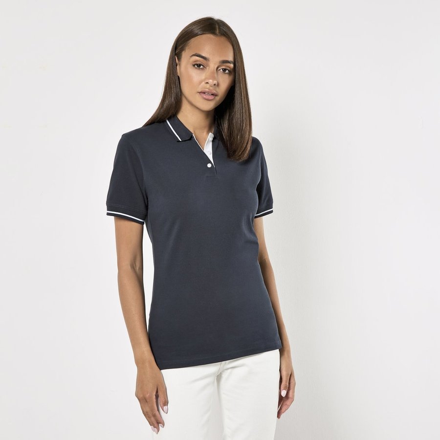 Kustom Kit Klassisches Polo mit abgeschrägter Knopfleiste, Navy/White 34 (XS/8), K706