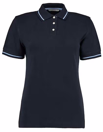 Kustom Kit Klassisches Polo mit abgeschrägter Knopfleiste, Navy/White 34 (XS/8), K706