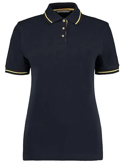 Kustom Kit Klassisches Polo mit abgeschrägter Knopfleiste, Navy/Sun Yellow 42 (XL/16), K706