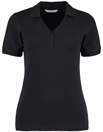Kustom Kit Regular Fit Comfortec® V-Ausschnitt Polo, Black 36 (S/10), K732