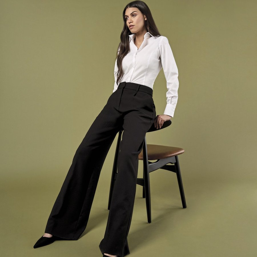 Kustom Kit Business Hemd Tailored Fit Langarm für Damen, Black 34 (XS/8), K743F