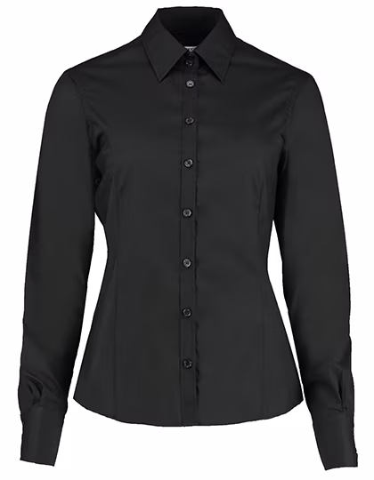 Kustom Kit Camicia Business Tailored Fit a Maniche Lunghe da Donna, Black 34 (XS/8), K743F