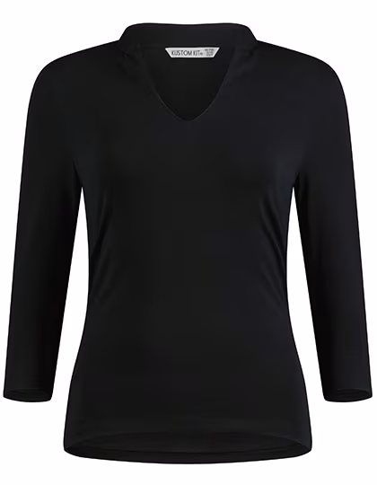 Kustom Kit Mandarin Collar T-Shirt with 3/4 Sleeves, Black 3XL/4XL (20-22), K785