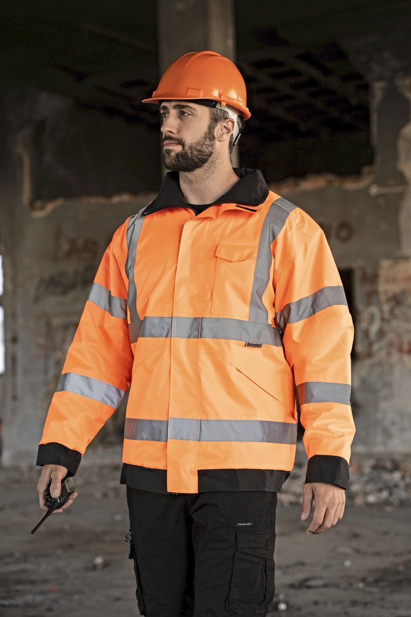 Korntex Hi-Vis Regenjacke Kaunas, 100% Polyester, Signal Orange S, KX020