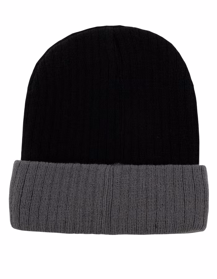 Korntex Two-Tone Beanie made of Acrylic, Black/Grey One Size, KX116