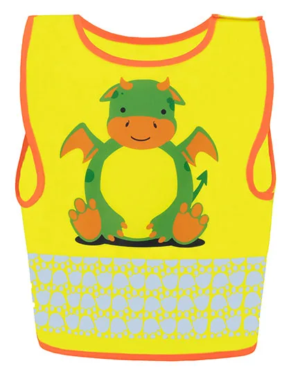 Korntex Sicherheitsweste Kinder Funtastic Wildlife, Dragon Yellow XS (3-6 Jahre), KX119K