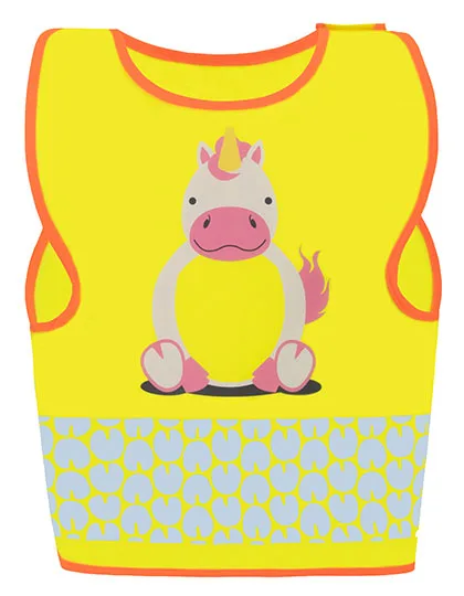 Korntex Sicherheitsweste Kinder Funtastic Wildlife, Unicorn Yellow XS (3-6 Jahre), KX119K
