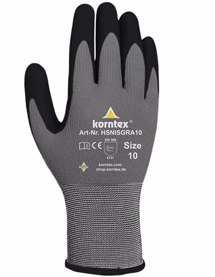 Korntex Elastische Nitrilschaum-Handschuhe Izmir, Black/Grey 6, KX157
