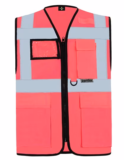 Korntex Multifunktionale Sicherheitsweste Berlin, metallfrei, Neon Pink XL, KX802