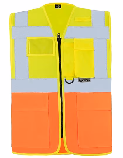 Korntex Multifunktionale Sicherheitsweste Berlin, metallfrei, Signal Yellow/Signal Orange XXL, KX802