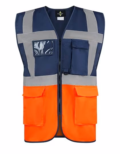 Korntex CO²-neutrale Multifunktions-Sicherheitsweste Hamburg, Navy/Orange S, KX810