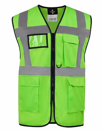 Korntex CO²-neutrale Multifunktions-Sicherheitsweste Hamburg, Neon Green XXL, KX810