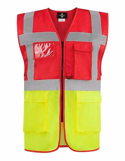 Korntex Gilet de sécurité multifonctions CO² neutre Hamburg, Red/Yellow M, KX810