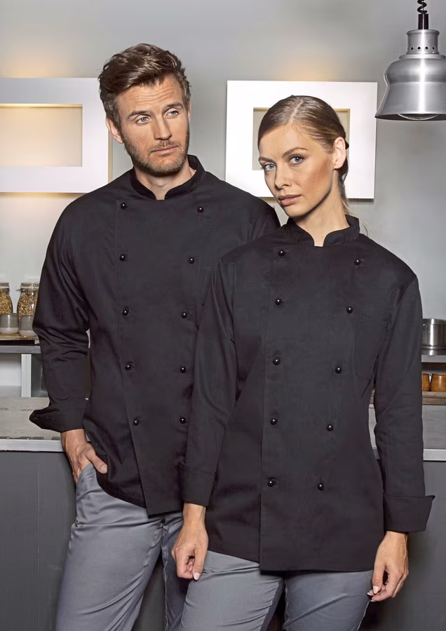 Karlowsky Chef's Jacket Basic with Chest Pocket Cotton, Black (ca. Pantone 419C) 3XL, KY009