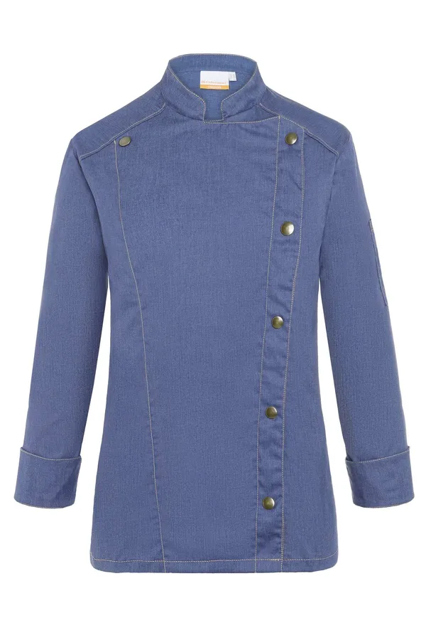 Karlowsky Kochjacke Jeans-Style mit Steppnähten für Damen, Vintage Moss Green (ca. Pantone 416C) 46, KY053