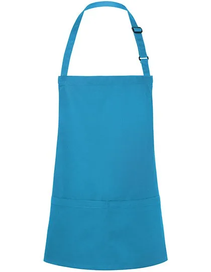 Karlowsky Kurze Latzschürze mit verstellbarem Latzband, Turquoise (ca. Pantone 639C) 75 x 60 cm, KY123