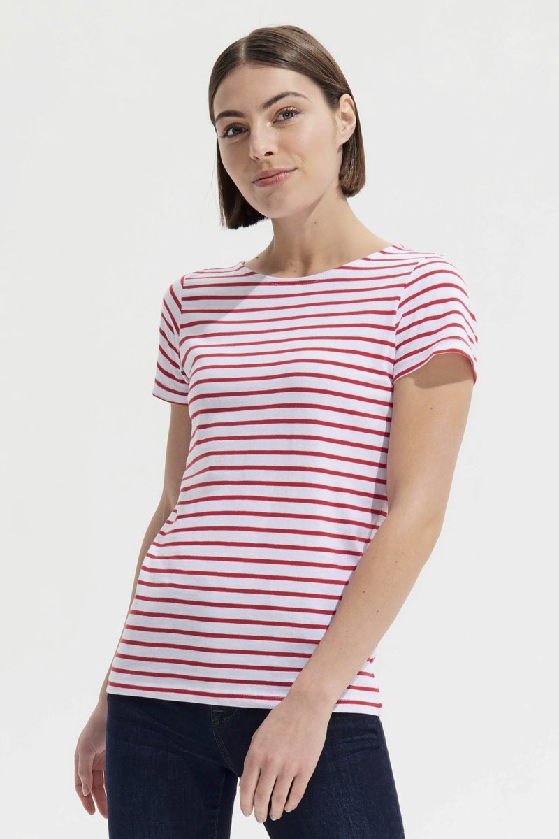 SOL´S Gestreiftes Rundhals T-Shirt Miles, White/Navy XS, L01399