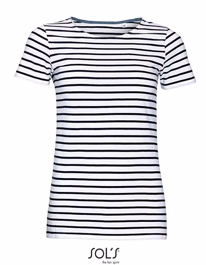 SOL´S Gestreiftes Rundhals T-Shirt Miles, White/Red XS, L01399