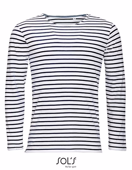 SOL´S T-Shirt a maniche lunghe a righe da Uomo Marine, White/Red S, L01402