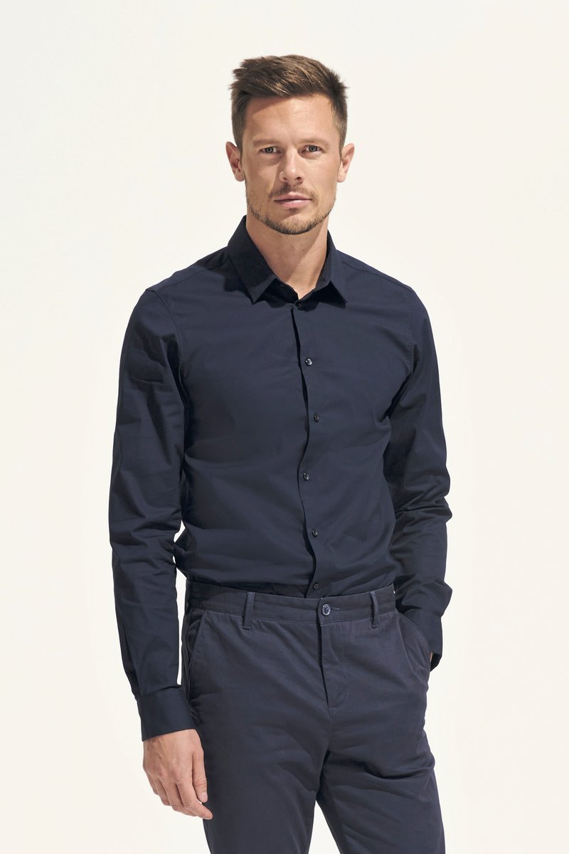 SOL´S Langarmhemd Blake aus Popeline-Stretch, Black S, L01426